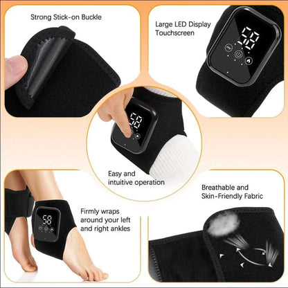 Electric Heat And Vibration Ankle Massager Infrared Hot Compress Therapy Ankle Massage Heated Wrap Support Brace Foot Protector