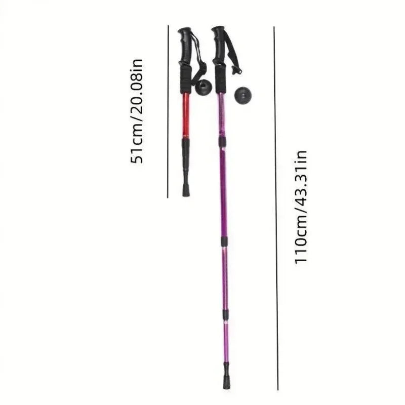 Ultralight Foldable Trekking Poles Shock Absorption Hiking Walking Sticks - Urbizia