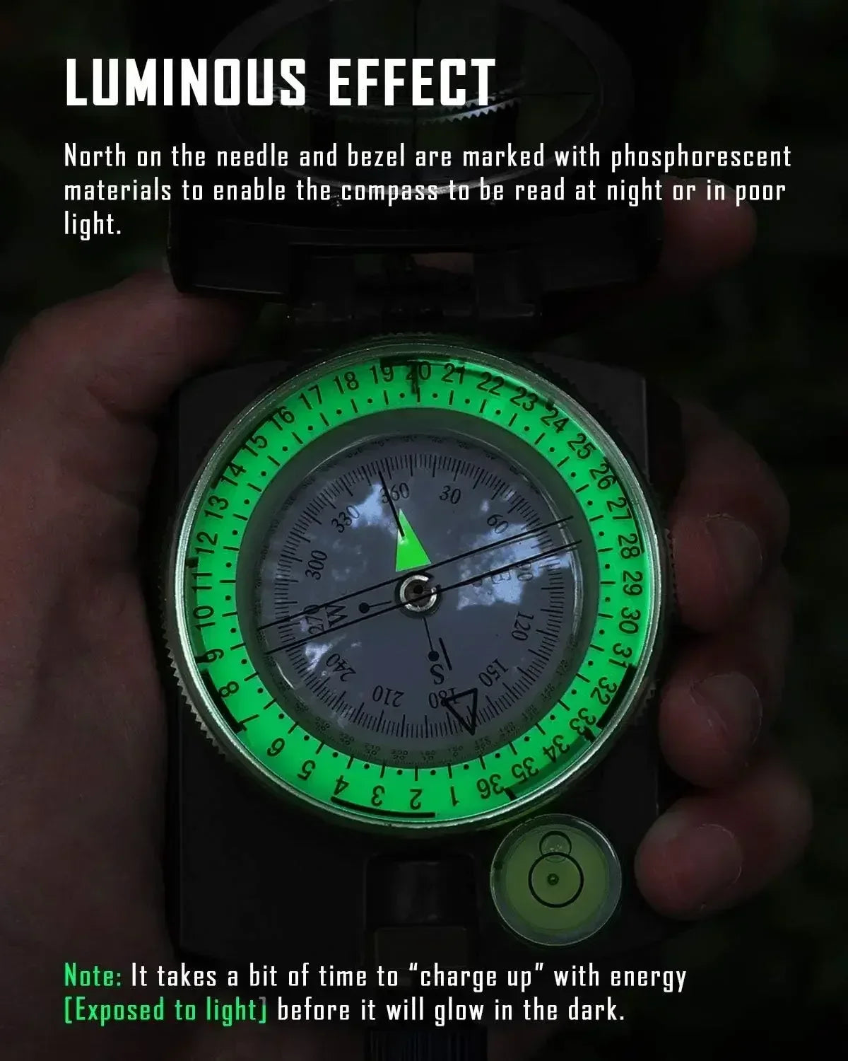 Tactical Survival Compass High Precision Professional Metal Sight Compass Luminous for Outdoor Hiking Climbing Exploring Geology - Urbizia