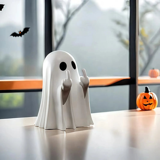 Middle Finger Cute Ghost Statue, Ghosts Small Scary Ghost Figurines, Halloween Home Decorations, Coffee Table Centerpieces Shelf - Urbizia