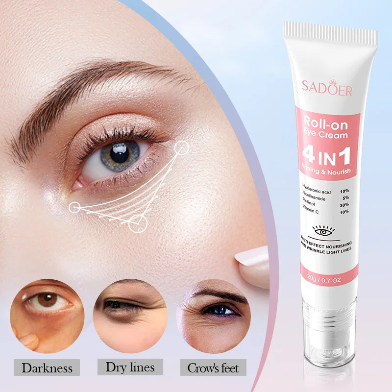 1/2/3pcs SADOER Eye Cream Retinol Nicotinamide Hyaluronic Acid Vitamin C Anti Dark Circle 4in1 Moisturizing Anti-Aging Eye Serum