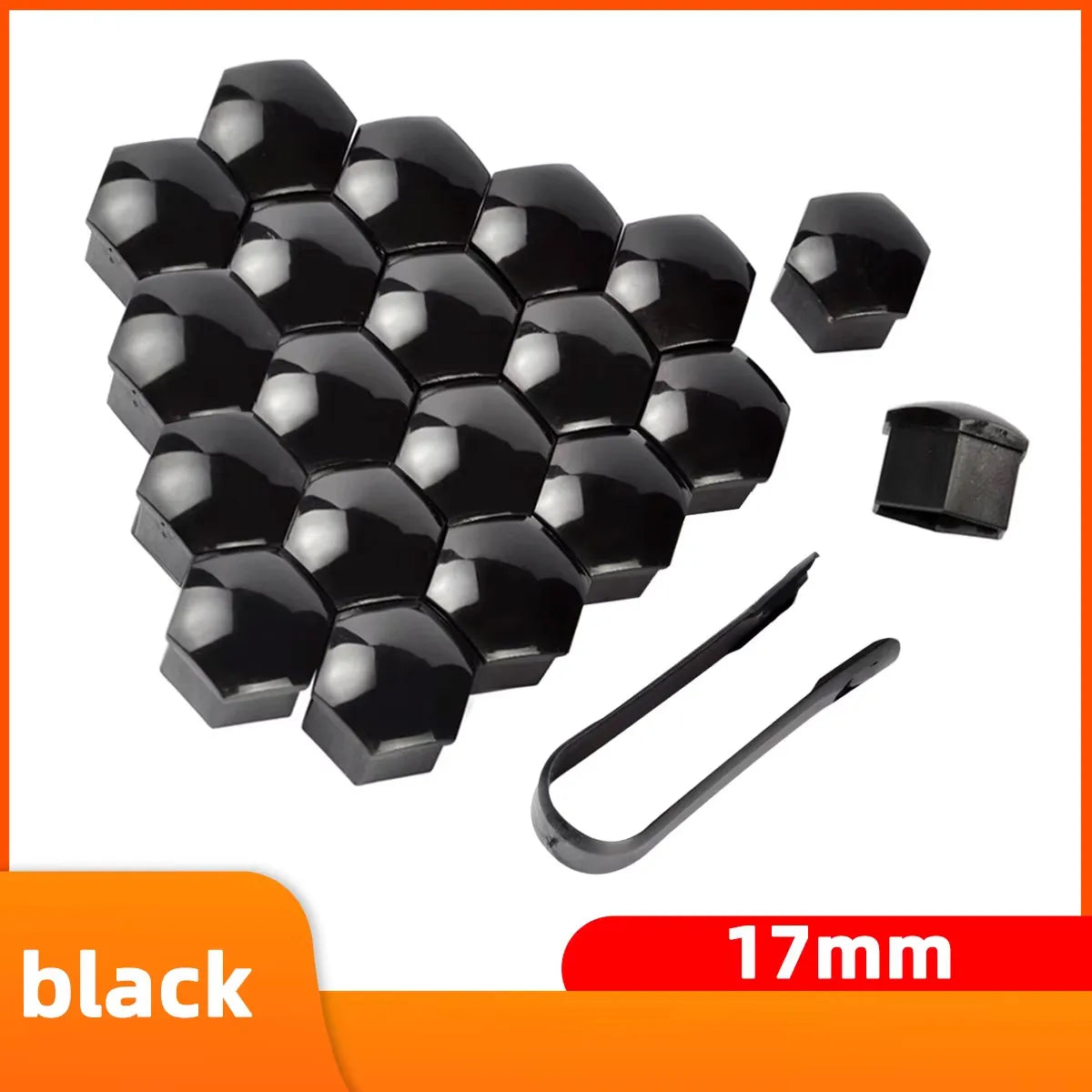 YONGRUN 20PCS 17/19/21mm Automotive Wheel Hub Screw Cover Black Plastic Dustproof Rust Proof Nut Protective Cover Tire Accessori