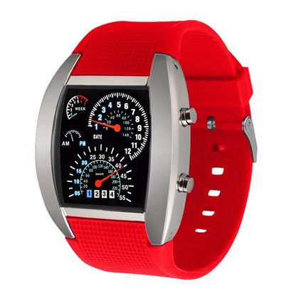 Racing dashboard electronic watch fashion sports aviation LED electronic watch men and women students personalised watch - Urbizia