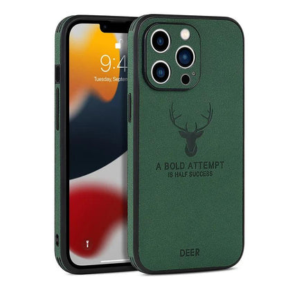 Leather Bumper iPhone Case with Deer Head Design