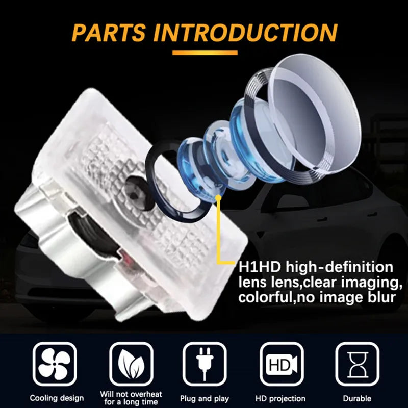For Tesla 2pcs Car HD Projector Lamp LED Door Welcome Light For Tesla Model S Model Y Model 3 Model X