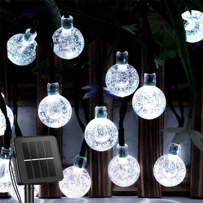Outdoor Solar Light String LED Crystal Bubble Ball Light Waterproof Multi-mode Solar Courtyard Garden Party Decoration Light