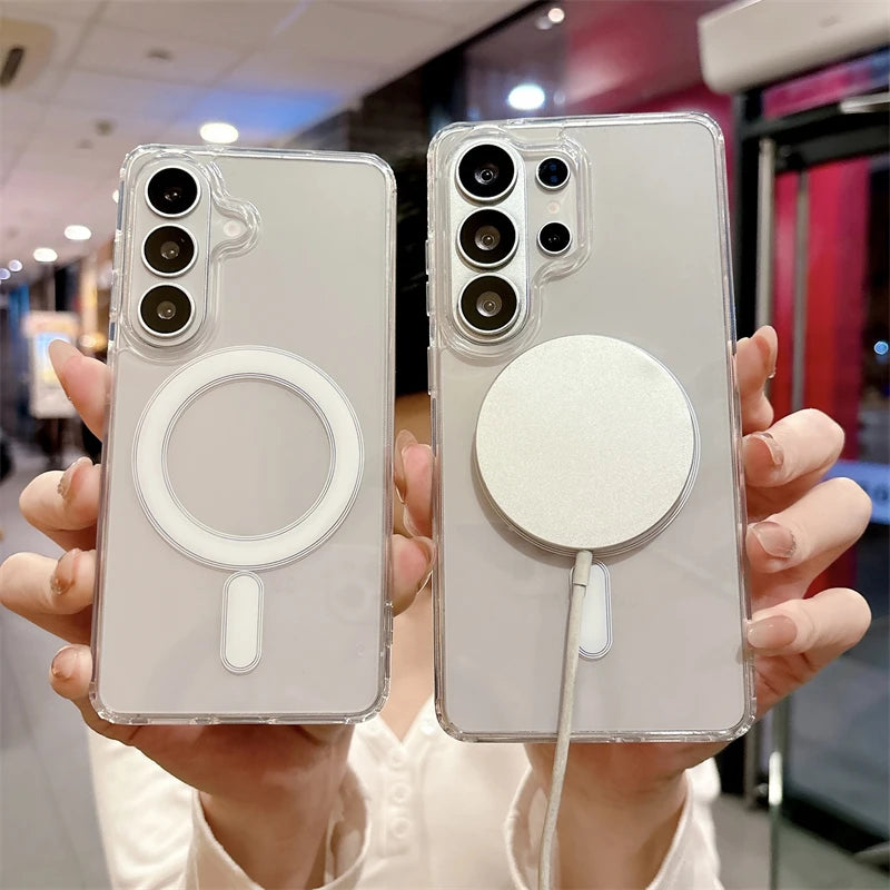 Original For Magsafe Magnetic Clear Case for Samsung Galaxy S26 S25 S24 S21 FE S22 S23 Ultra Plus A17 A16 A55 A36 A07 A54 Cover
