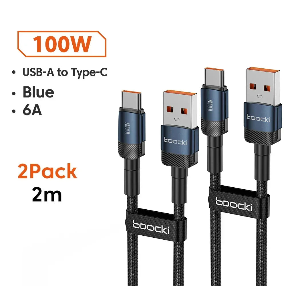 Toocki 6A USB To Type C Cable for Huawei Xiaomi PD 100W Fast Charging Charger USB C Data Cord Quick Charge for Samsung Oneplus - Urbizia