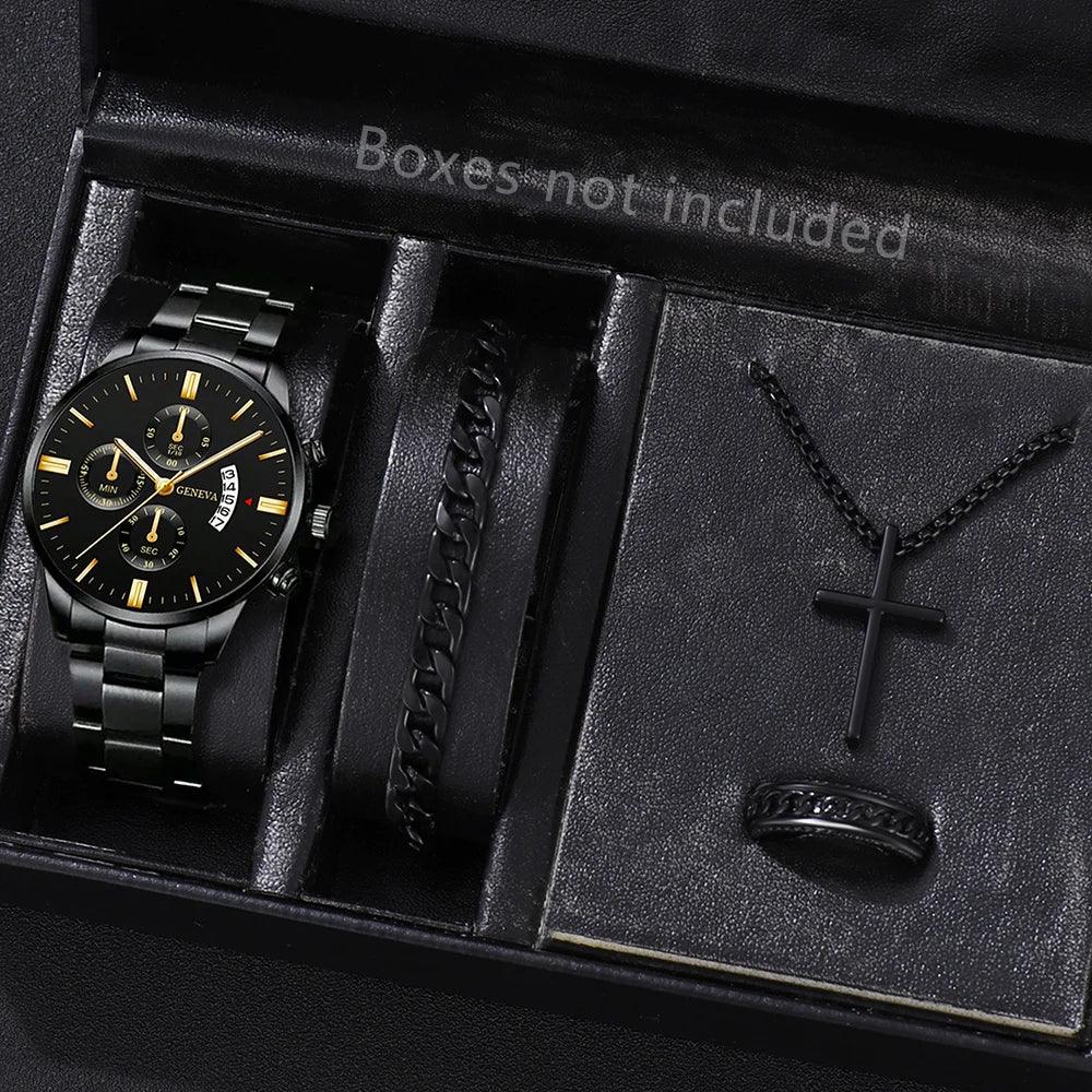 Fashion Men Stainless Steel Watch Luxury Calendar Quartz Wrist Watch Mens Business Watches for Man Clock Montre Homme