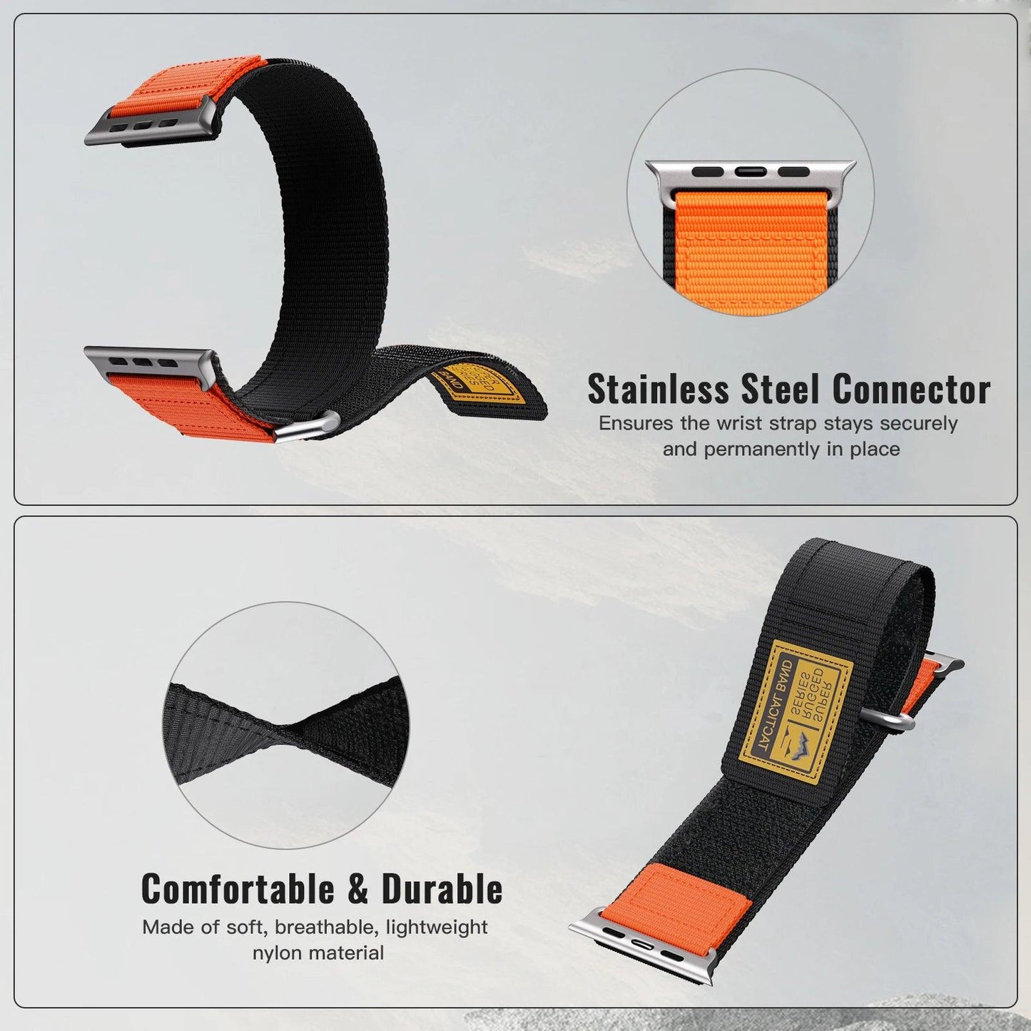 Strap for Apple Watch Band 45mm 44mm Ultra 49mm  42mm 44 45mm Wide Nylon Iwatch Series 9 Se 8 2 Correa Bracelet