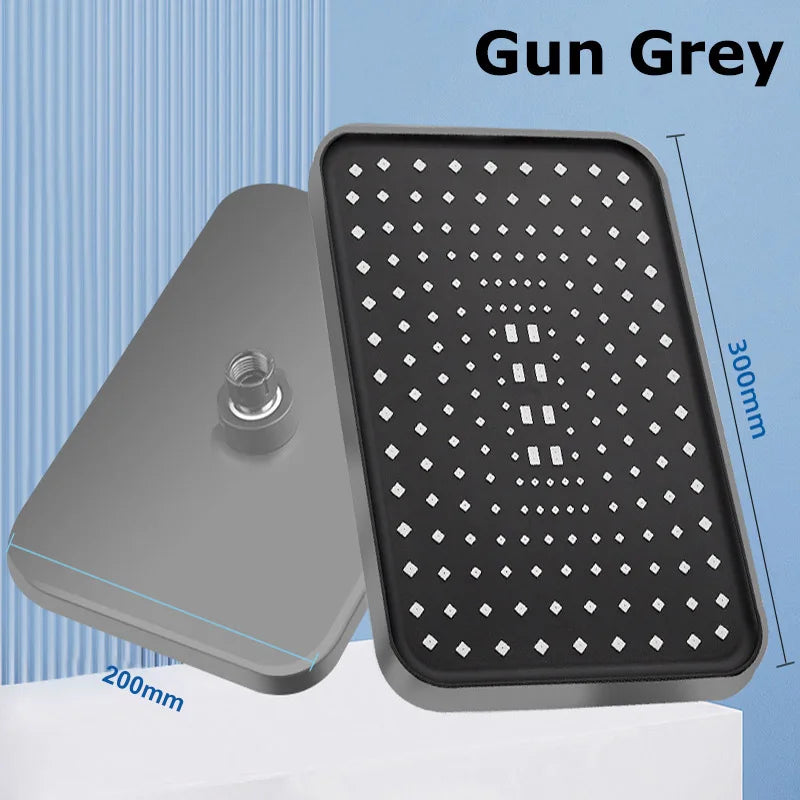 12 Inch ABS High Pressure Rainfall Shower Head Bathroom 360° Adjustable Angle Anti-Clog Nozzle Water Saving Bathroom Accessories
