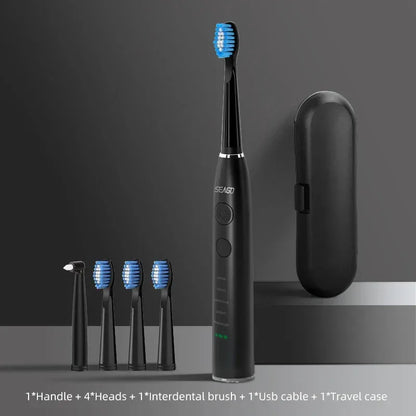 Seago Electric Toothbrush USB Rechargeable Adult 360 Days Long Battery Life IPX7 4 Replacement Heads Travel Box SG-575 - Urbizia