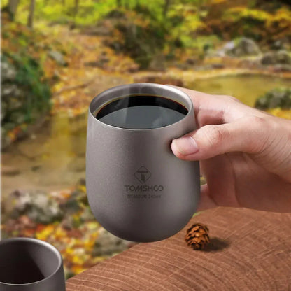 Tomshoo Titanium Cup Insulated Double Wall Drink Cup Outdoor Camping Titanium Water Cup for Camping Hiking Cool Camping Gear - Urbizia