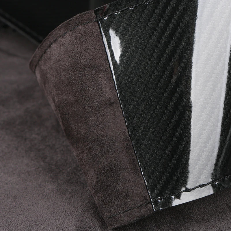 Dual-Tone Glossy Carbon Suede Car Steering Wheel Cover Non-Slip Universal Fit Soft Comfort for Round/D-Type Automotive Wheels