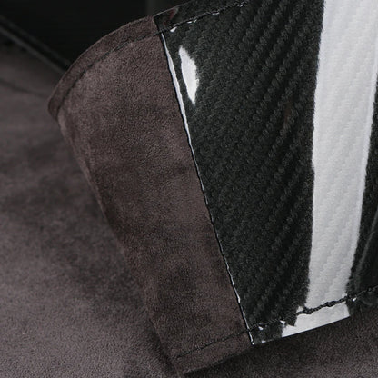 Dual-Tone Glossy Carbon Suede Car Steering Wheel Cover Non-Slip Universal Fit Soft Comfort for Round/D-Type Automotive Wheels