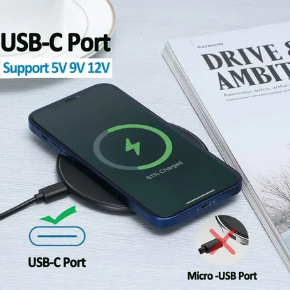 300W Fast Wireless Charger Pad For iPhone 16 15 14 13 12 X Pro XS Max Samsung Xiaomi Huawei Phone Wireless Charging Dock Station - Urbizia