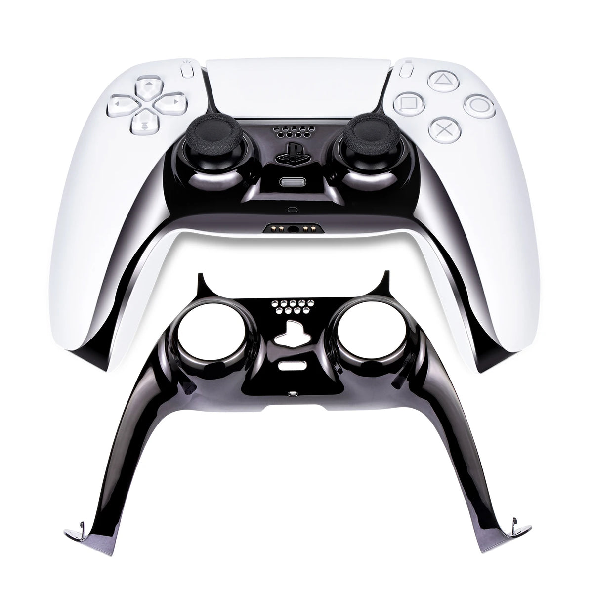 Chrome Black Glossy Chrome DIY Replacement Controller Shell for PS5 Custom Plates Cover Compatible Upgrade For PS5 Slim
