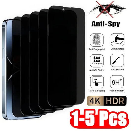 5PCS Anti-Spy Privacy Tempered Glass Screen Protector for iPhone