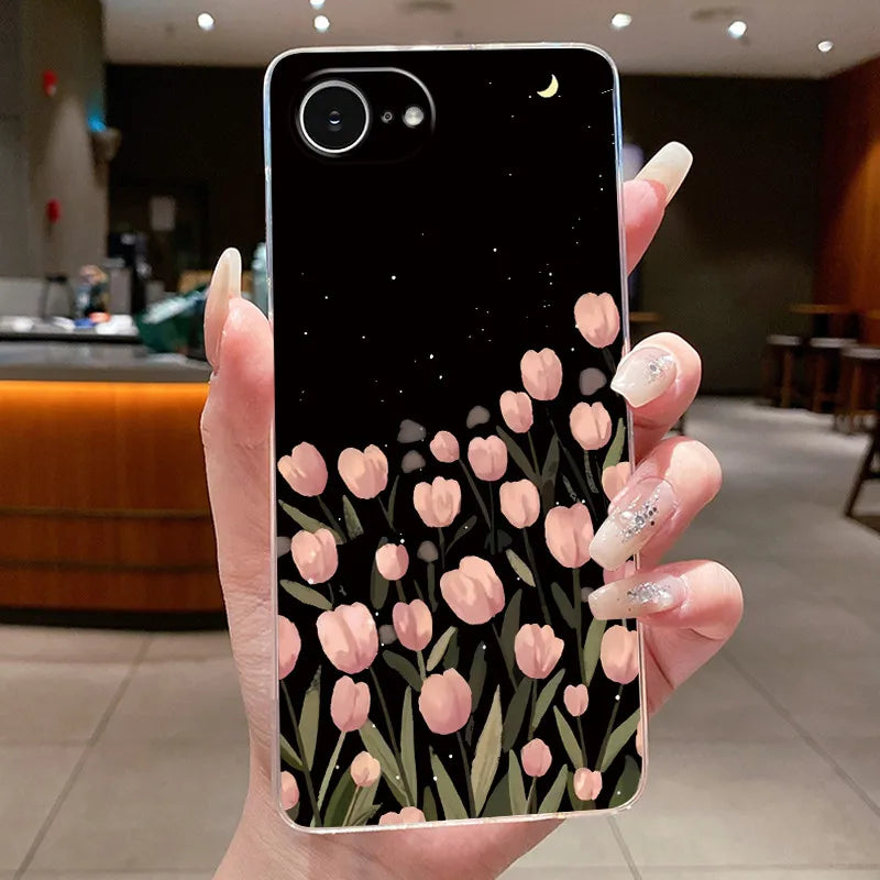 For iPhone 16e Case Clear Luxury Fashion Butterfly Flowers Soft TPU Silicone Jelly Back Cover for Apple iPhone 16e Phone Case