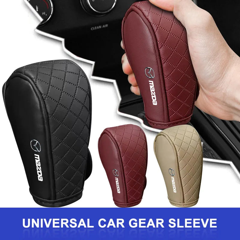 Car Shift Handle Cover Leather Non-Slip Wear-resistant Shift Knob Decor Protective For Mazda 3 CX3 CX4 CX5 CX7 CX8 CX9 CX30 RX7