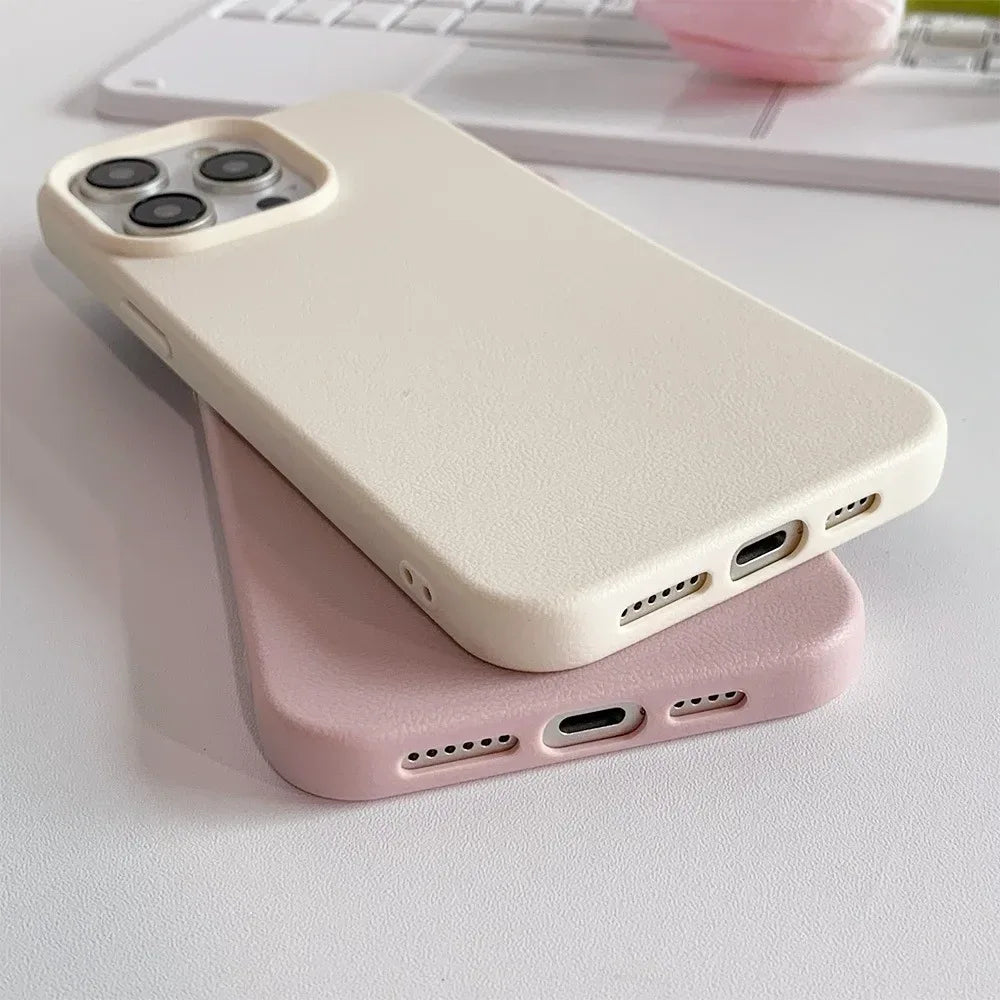 Leather Phone Case For iPhone 17 Pro Max 16 13 11 15 14 Plus 12 17 Air 17Promax 16promax Shockproof Soft TPU Funda Cover Coque