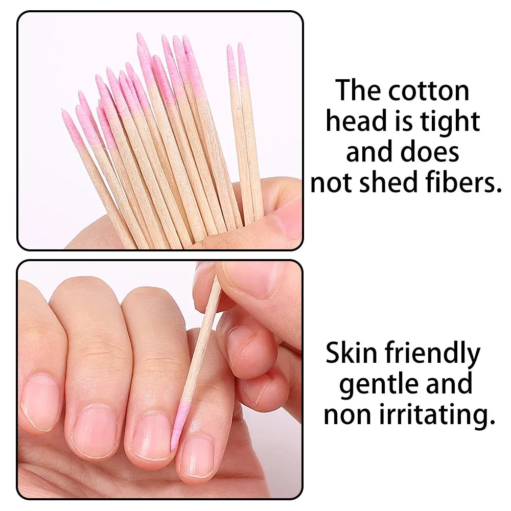 1/2/5/10PCS Nails Disposable Wood Cotton Swab Double Head Clean Sticks Manicure Cuticle Pusher Nail Polish Remover Art Tool