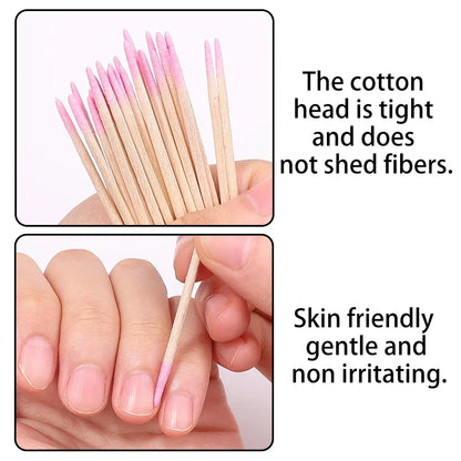 1/2/5/10PCS Nails Disposable Wood Cotton Swab Double Head Clean Sticks Manicure Cuticle Pusher Nail Polish Remover Art Tool
