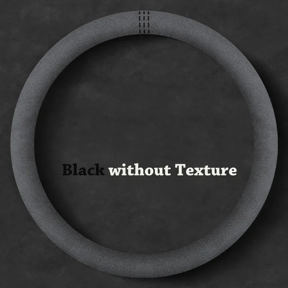 Car Steering Wheel Covers Cowhide Suede Steering Wheel Cover Wrap Universal 37-38cm Breathable Steering Covers Car Accessories
