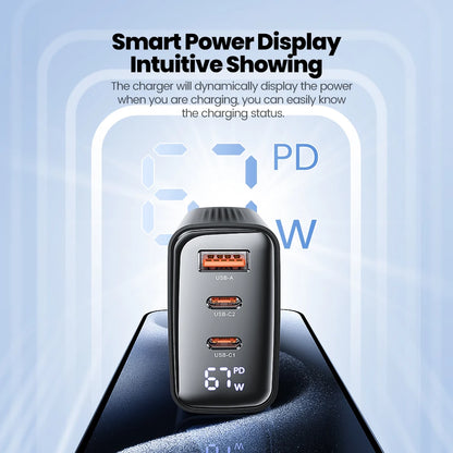 Toocki GaN USB C Charger 33W/67W Digital Display PD QC Fast Charging 40W Type C Phone Charger for iPhone 17 16 15 Samsung Xiaomi