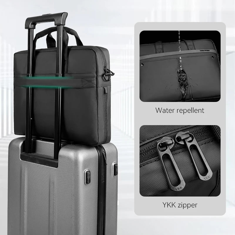 MARK RYDEN Multi-purpose Laptop Briefcase Water Repellent Commuter Bag with Trolley Sleeve