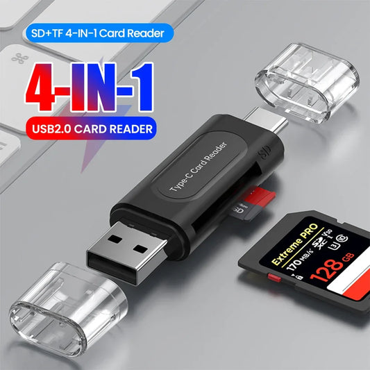 4-in-1 USB Type-C Multi Card Reader Adapter