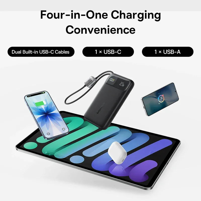 Baseus 10000mAh 22.5W Dual USB-C Cable Power Bank