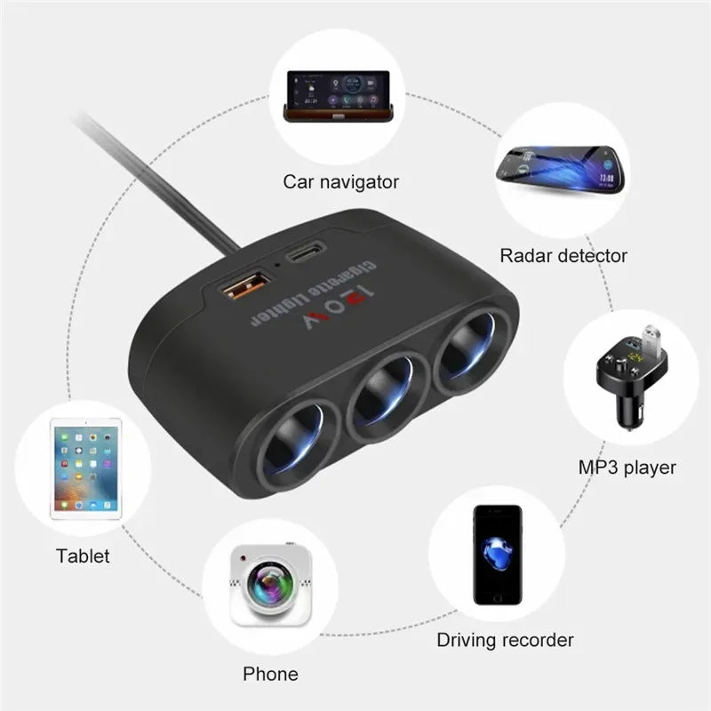 3-in-1 USB Car Charger Adapter - Urbizia