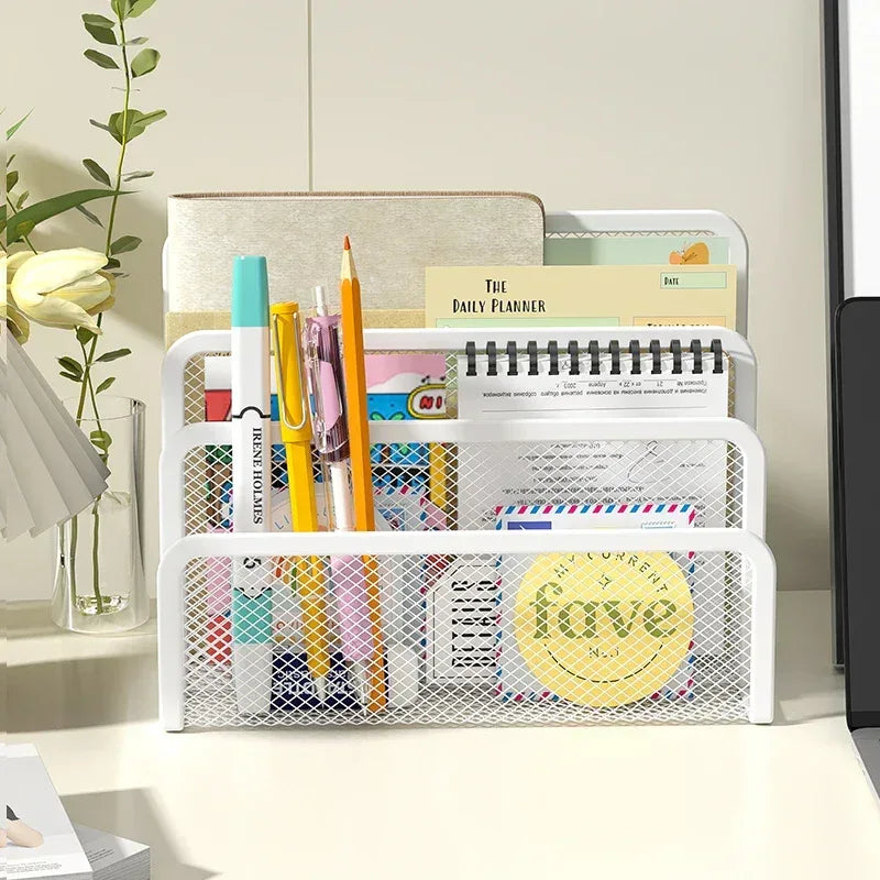 Desk Mail Organizer Small File Holders Letter Organizer Metal Mesh Document/Filing/Folders/Paper Organizer for Desktop - Urbizia