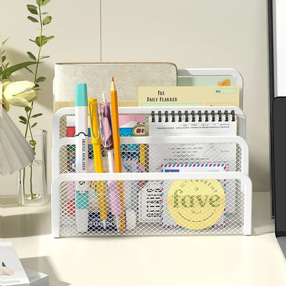 Desk Mail Organizer Small File Holders Letter Organizer Metal Mesh Document/Filing/Folders/Paper Organizer for Desktop - Urbizia
