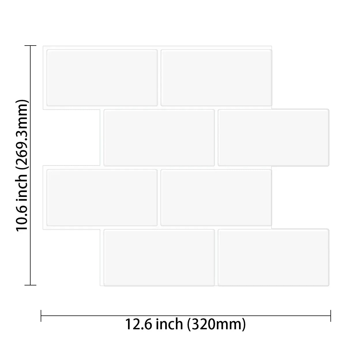 10 Sheets Big Tiles Peel and Stick Wall Stickers Brick Vinyl Wallpaper Waterproof Kitchen Bathroom Backsplash Home Decor - Urbizia
