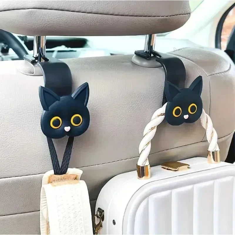 Cute Cartoon Cat Car Seat Headrest Hook - Universal Vehicle Storage Organizer for Handbags, Wallets, and Jackets - Cute Ca - Urbizia