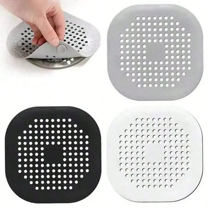 Silicone Hair Catcher with Suction Cup – Square Shower & Sink Drain Cover