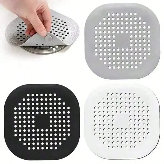 Silicone Hair Catcher with Suction Cup – Square Shower & Sink Drain Cover