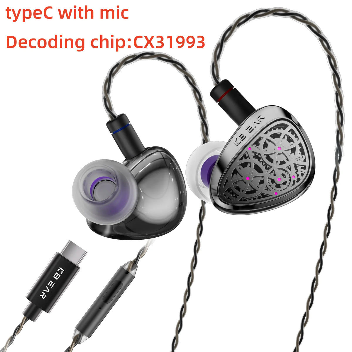 KBEAR Tourbillon-Pro TB-PRO IEM in-Earphone 10mm DD High Resolution TypeC HIFI Wired Earbuds PU+PEEK+DLC Composite Diaphragm