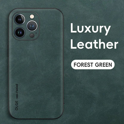 Luxury Leather Phone Case For iPhone 17 16 15 14 13 12 11 Pro Max Plus 17 Air Silicone Soft Protection Shockproof Cover Funda
