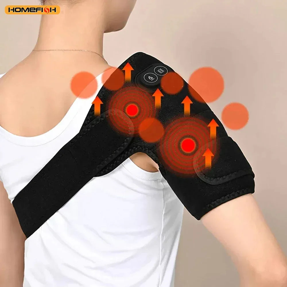 Smart Heated Massage Brace for Shoulder - Support with Graphene Heating & Pulse Vibration for Joint & Muscle Massage - Urbizia