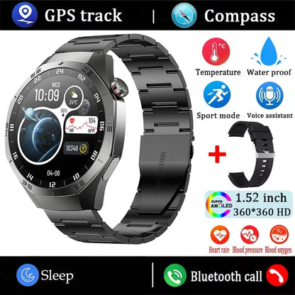 2025New For Android and ios Smart Watch Men AMOLED Screen GPS Motion trajectory Heart Rate Bluetooth Calls SmartWatch Waterproof - Urbizia
