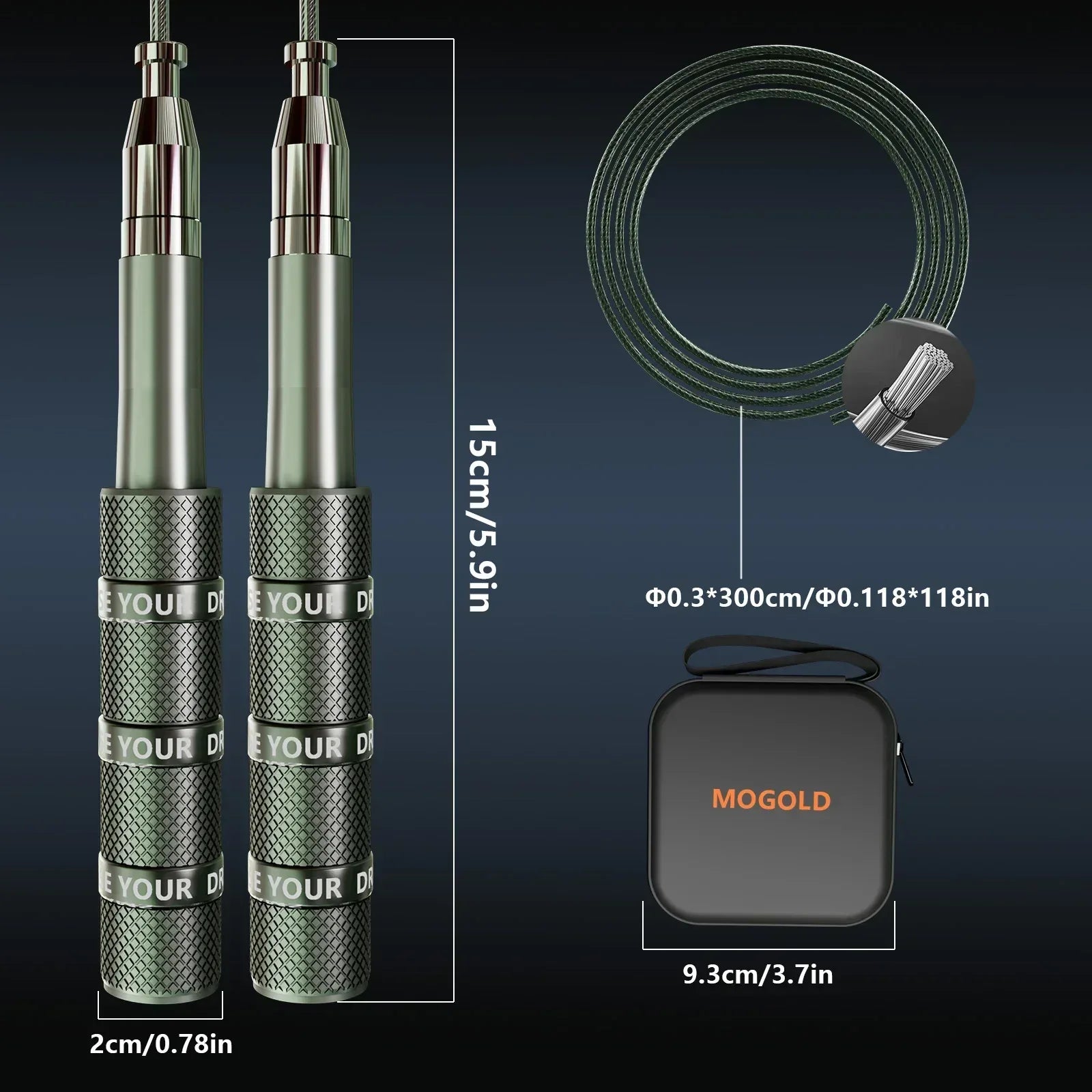 MOGOLD Telescopic Jump Rope – High-Speed Bearings, PVC Steel Cable & Light Case, Fitness Must-Have - Urbizia
