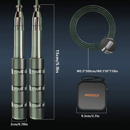 MOGOLD Telescopic Jump Rope – High-Speed Bearings, PVC Steel Cable & Light Case, Fitness Must-Have - Urbizia