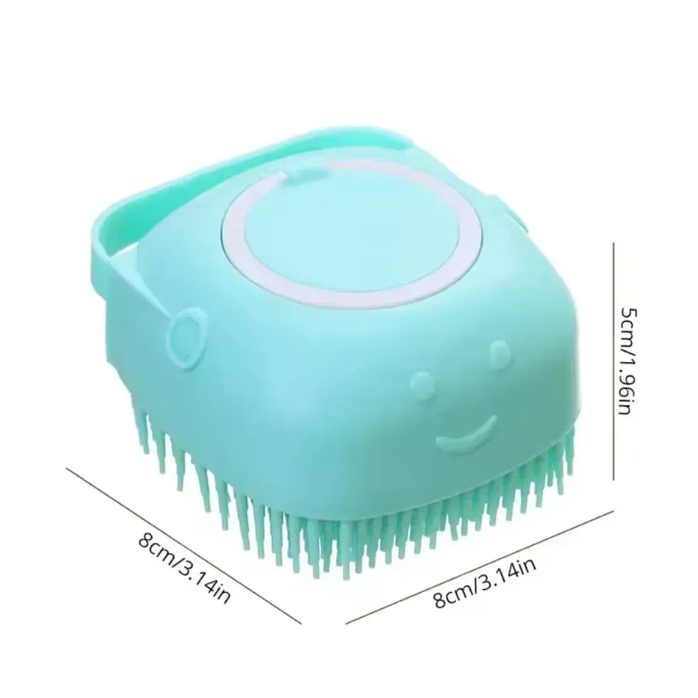 Pet Dog Shampoo Brush 2.7oz 80ml Cat Massage Comb Grooming Scrubber for Bathing Short Hair Soft Silicone Rubber - Urbizia