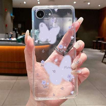 For iPhone 16e Case Clear Luxury Fashion Butterfly Flowers Soft TPU Silicone Jelly Back Cover for Apple iPhone 16e Phone Case