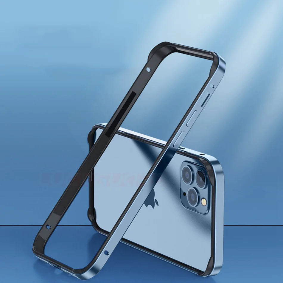 For iPhone 11 12 13 14 15 Plus 16 17 18 Pro Max Bumper Case Hybird Silicone Frame Luxury Light Aluminum Metal For iPhone17 18pro