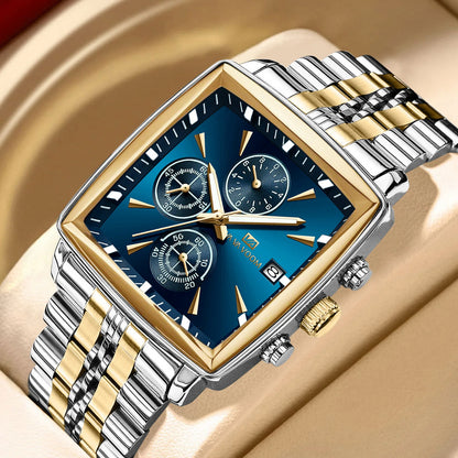 Multifunctional Timing Business Men Watch Waterproof Luminous Calendar Three Eye Six Pin Steel Male Fashion Quartz Clock Watch