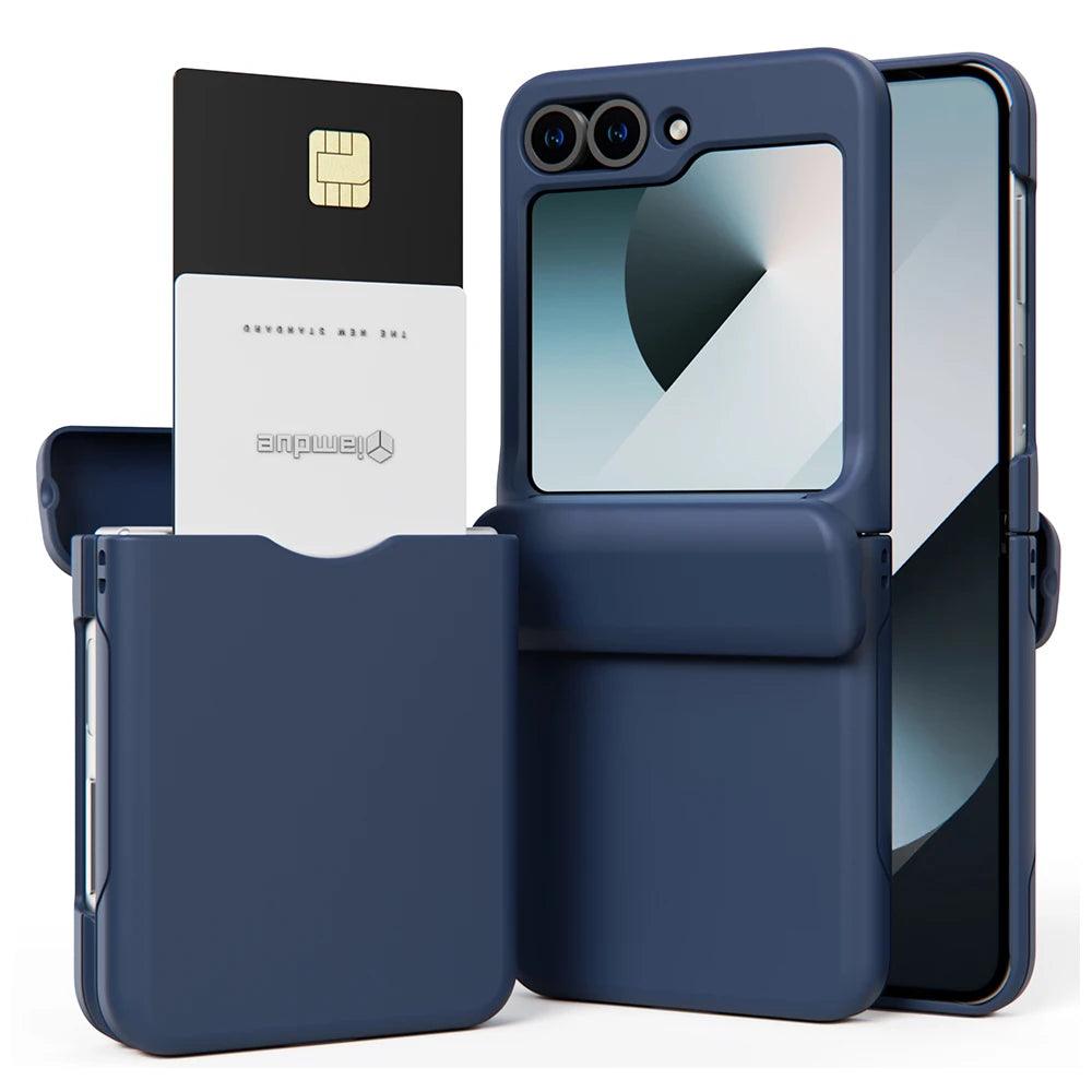 Luxury Wallet Card Slot Folding Phone Case For Samsung Galaxy Z Flip 4 5 6 7 8 Premium PC Hard Shockproof Full Protection Cover